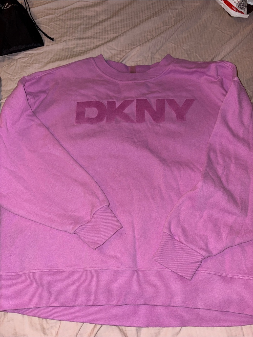 DKNY Pink Crewneck Sweatshirt with Tonal Logo